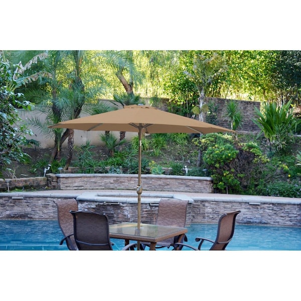 Propation 9 ft. Aluminum Patio Market Umbrella Tilt with Crank - Brown Fabric & Bronze Pole PR3002330 - main